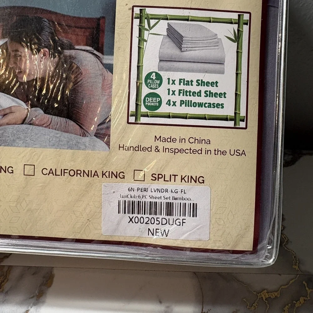 LuxClub King 6PC Bamboo Sheet Set Lavender Periwinkle Deep Pocket Cooling NEW